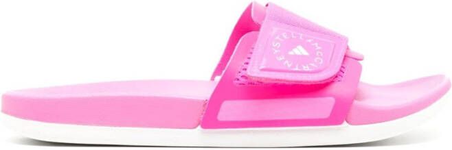 Adidas by Stella McCartney logo-print touch-strap slides Pink