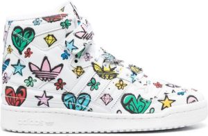Adidas graphic-print high-top sneakers White