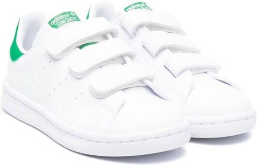 Adidas Kids Stan Smith touch-strap trainers White
