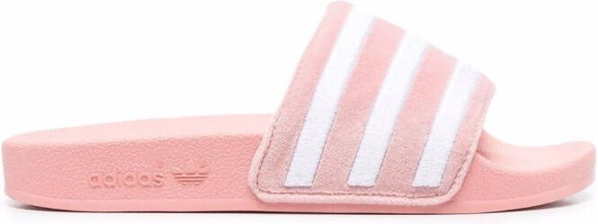 Adidas stripe-print slides Pink