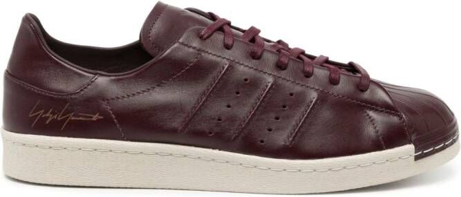 Adidas Y-3 Superstar lace-up leather sneakers Red
