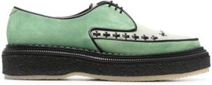 Adieu Paris Pipe-trim lace-up shoes Green
