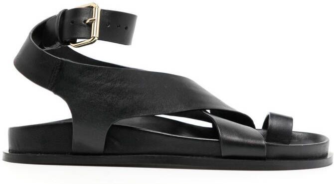 A.EMERY Jalen flat leather sandals Black