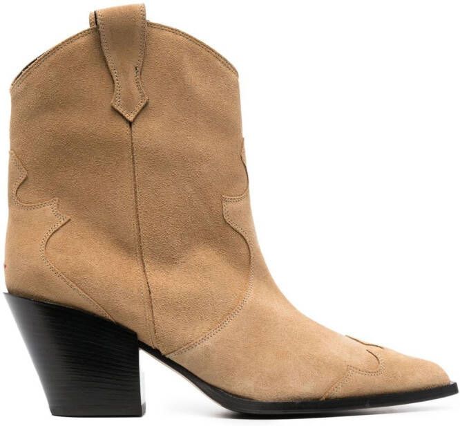 Aeyde 75mm suede western boots Brown