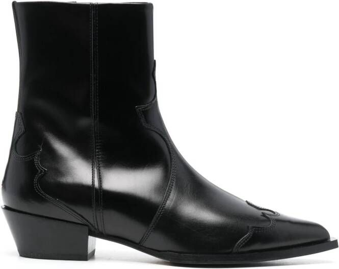 Aeyde Alby 30mm pointed-toe leather boots Black