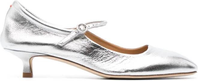 Aeyde Ines leather ballerina shoes Silver