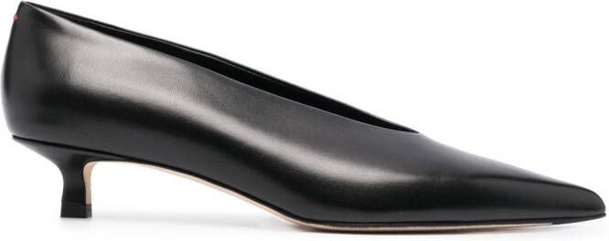 Aeyde Clara pointed-toe leather pumps Black