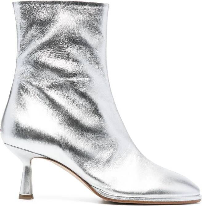 Aeyde Dorothy 60mm metallic-finish boots Silver