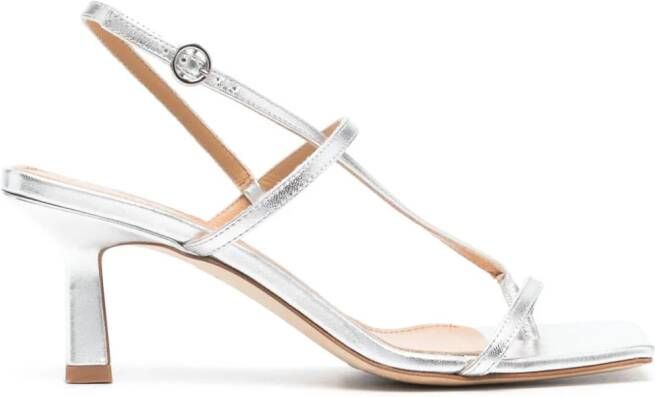 Aeyde Elise 65mm leather sandals Silver