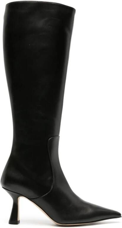 Aeyde Esme 75mm knee-high leather boots Black