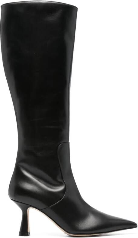 Aeyde Esme 75mm knee-high leather boots Black