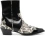 Aeyde Hester snake-print ankle boots Black - Thumbnail 1