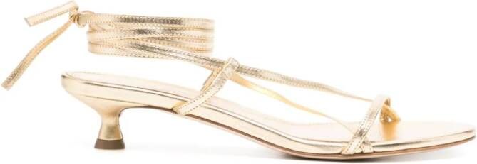 Aeyde Paige 35mm leather sandals Gold