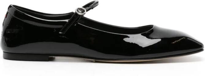 Aeyde Uma patent-leather ballerina shoes Black