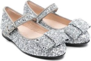 Age of Innocence bow-embellished glitter ballerina shoes Silver