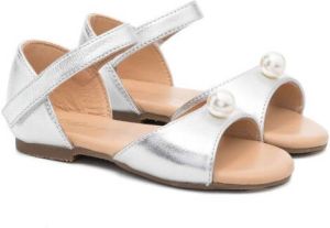 Age of Innocence faux-pearl embellished leather sandals Silver