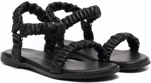Age of Innocence Kyle ruched leather sandals Black