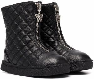 Age of Innocence shearling-lined quilted leather boots Black