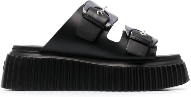 AGL Agatha double-buckle slippers Black