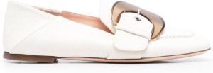 AGL buckle leather loafers White