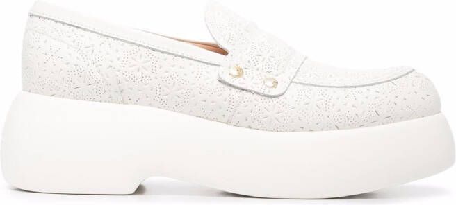 AGL perforated-design platform loafers White