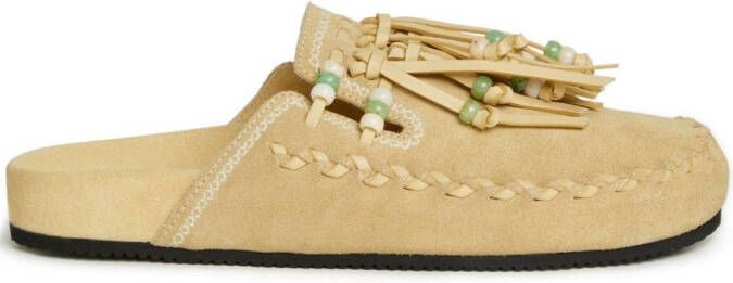 Alanui Salvation fringed mules Neutrals