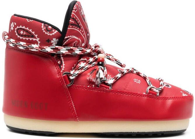 Alanui x Moon Boot bandana-print snow boots Red