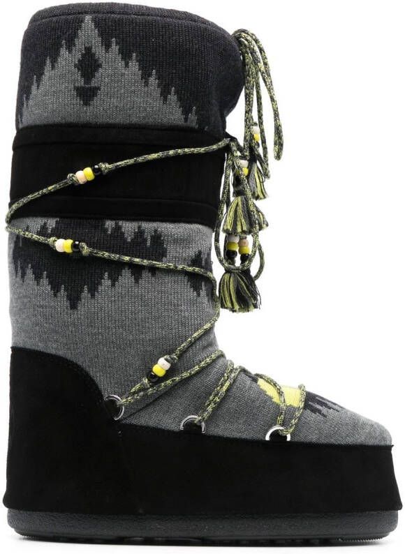 Alanui x Moon boot Icon Knit snow boots Grey