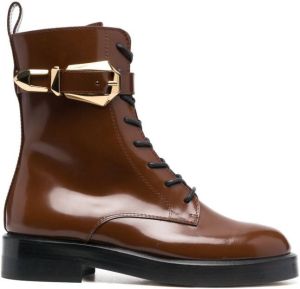 Alberta Ferretti buckle-detail lace-up boots Brown