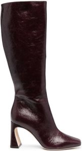 Alberta Ferretti sculpted-heel leather boots Purple