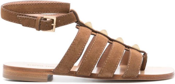 Alberta Ferretti stud-detail suede sandals Brown
