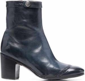 Alberto Fasciani brogue-detail leather ankle boots Blue