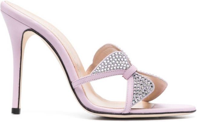 Alessandra Rich Butterfly crystal-embellished sandals Purple