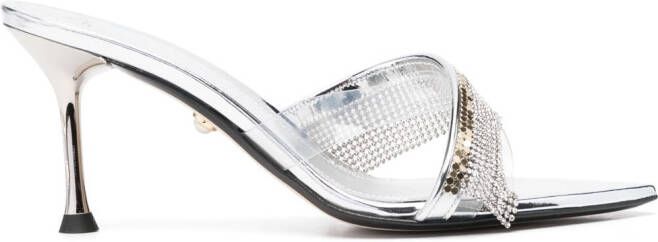 Alevì 85mm metallic-finish leather mules Silver