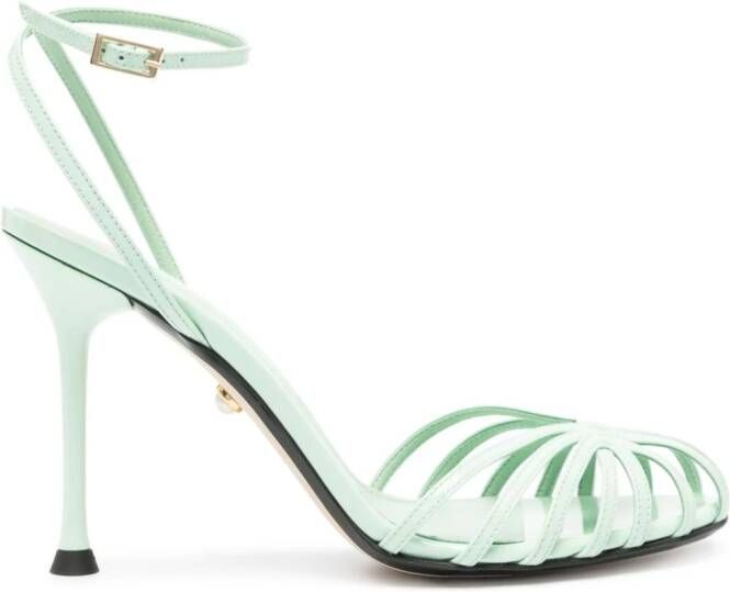 Alevì Ally 95mm patent-leather sandals Green