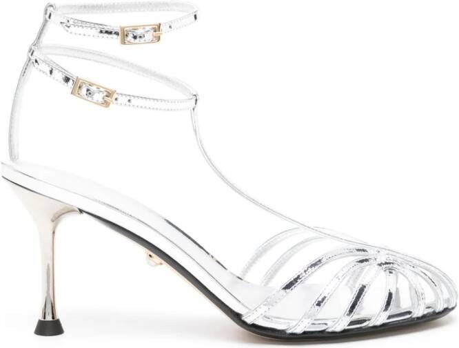 Alevì Anna 85mm mirrored leather pumps Silver