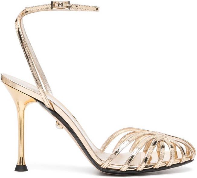 Alevì caged high-heeled stilettos sandals Gold