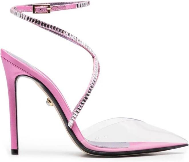 Alevì crystal-embellished calf-leather sandals Pink
