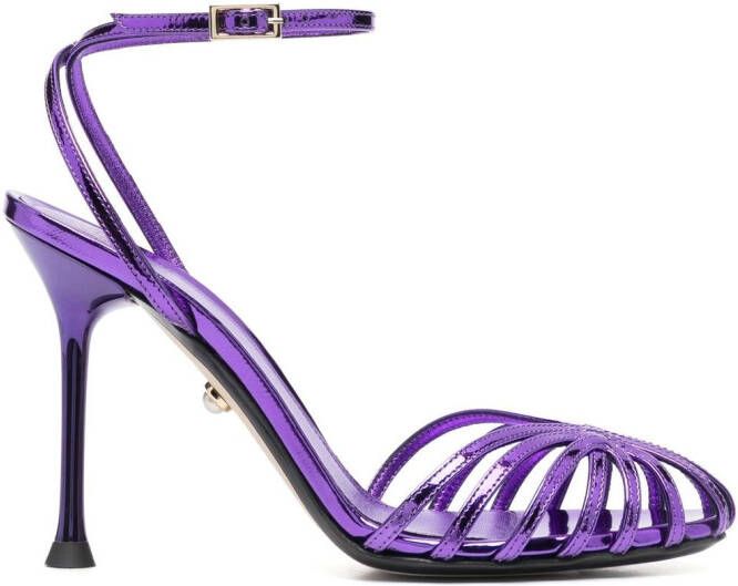 Alevì leather buckled sandals. Purple