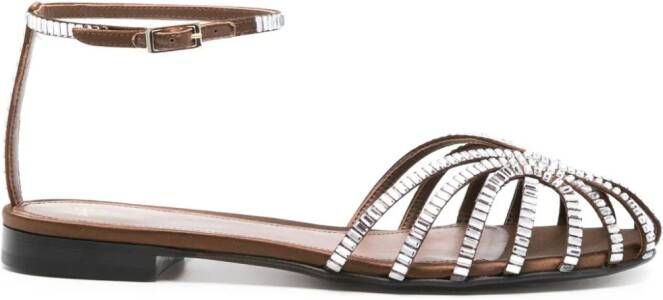 Alevì Rebecca crystal-embellished sandals Brown