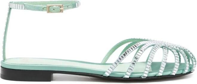 Alevì Rebecca crystal-embellished sandals Green