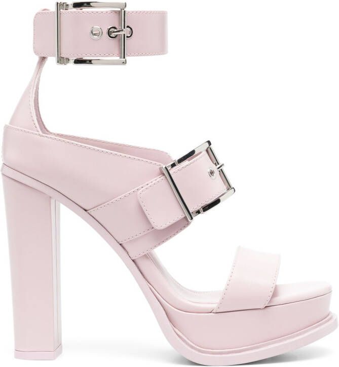 Alexander McQueen 120mm open-toe leather sandals Pink