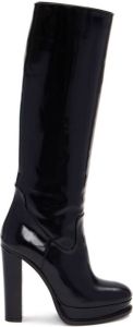 Alexander McQueen 120mm platform leather knee boots Black