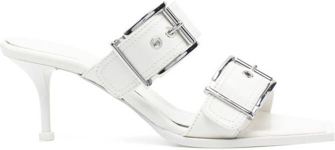 Alexander McQueen 75mm leather buckled mules White