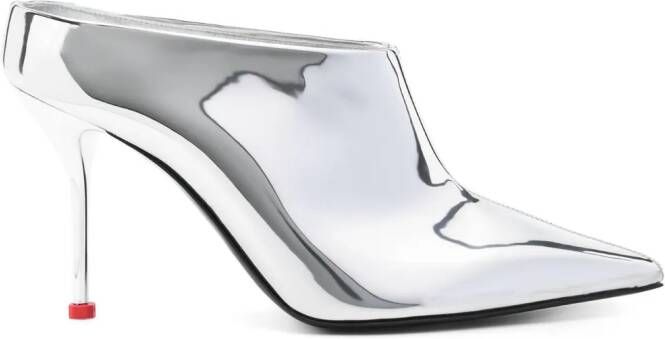 Alexander McQueen 95mm metallic mules Silver