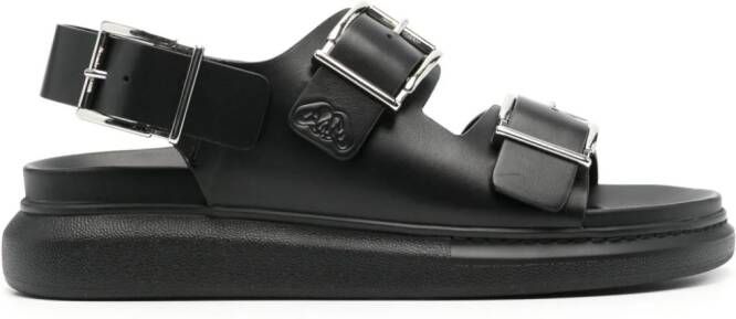 Alexander McQueen Alabama logo-debossed leather sandals Black