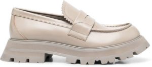 Alexander McQueen almond-toe leather loafers Grey