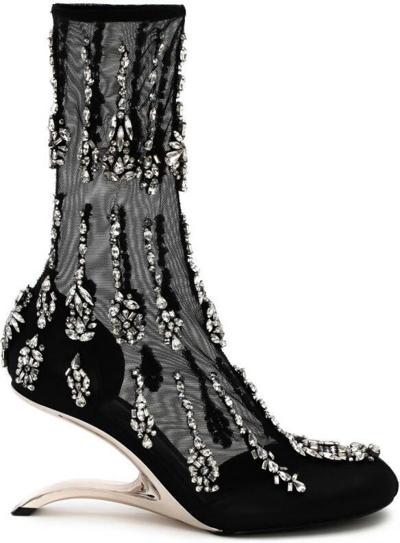 Alexander McQueen Arc crystal-embellished 75mm boots Black