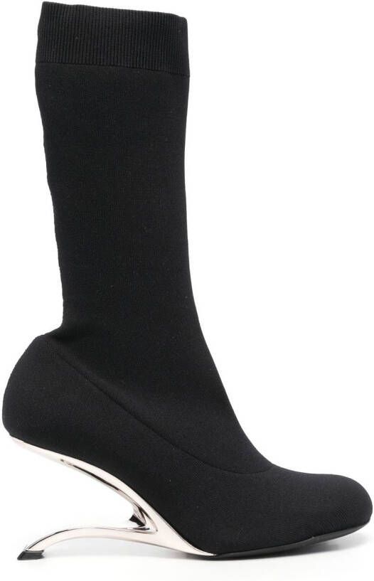 Alexander McQueen Arc knit 75mm boots Black