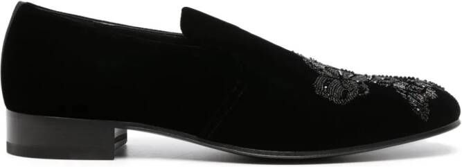 Alexander McQueen beaded velvet loafers Black
